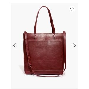 Madewell Medium Zip Top Transport Tote - Dark Cabernet color